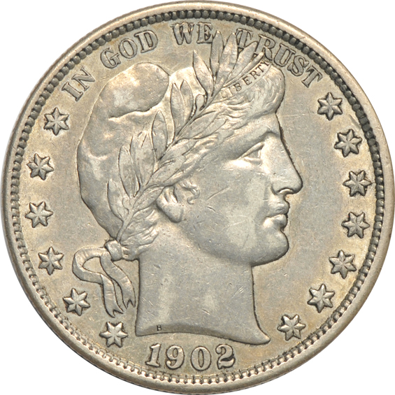 Eighteen Barber half-dollars