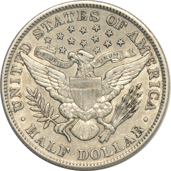 Eighteen Barber half-dollars