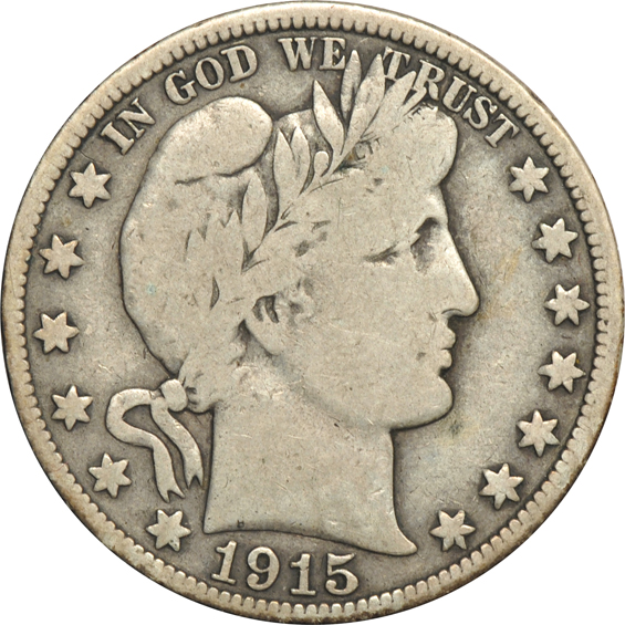Eighteen Barber half-dollars
