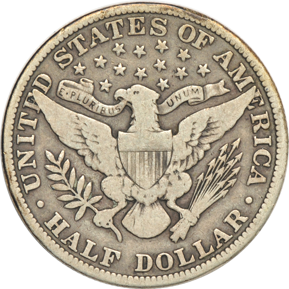 Eighteen Barber half-dollars