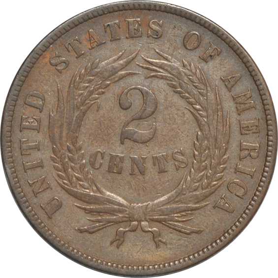Eleven large cents, plus an 1867 two-cent piece