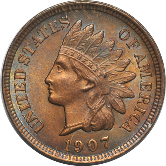 Sixty Indian cents and twenty-two Lincoln cents