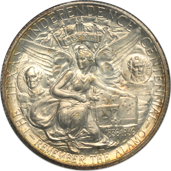 1936 Texas PDS, ANACS MS-65, MS-66, and MS-66, respectively