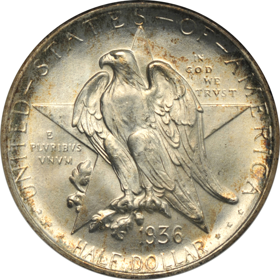 1936 Texas PDS, ANACS MS-65, MS-66, and MS-66, respectively