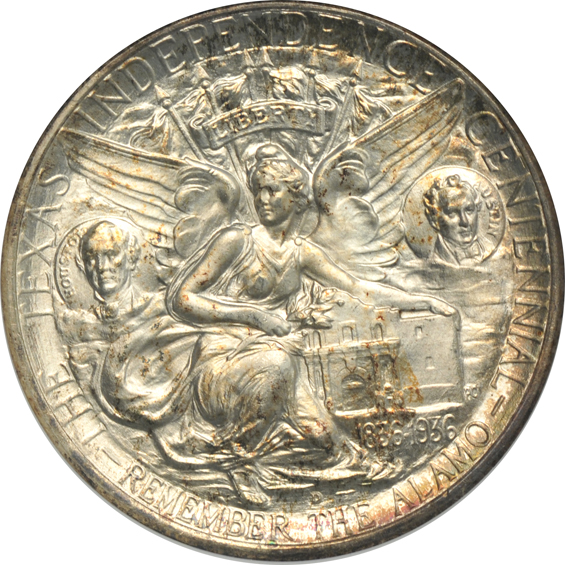 1936 Texas PDS, ANACS MS-65, MS-66, and MS-66, respectively