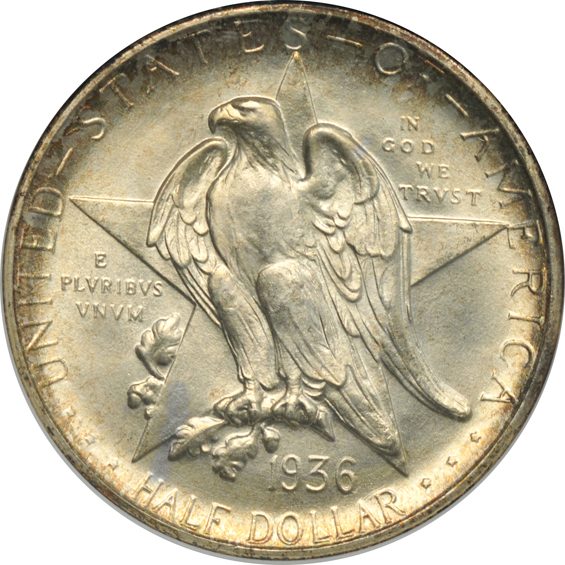 1936 Texas PDS, ANACS MS-65, MS-66, and MS-66, respectively