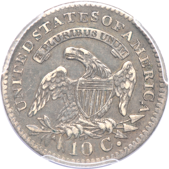 1821 Large Date Bust dime PCGS VF-35, plus a 1909 Barber half-dollar NGC MS-63