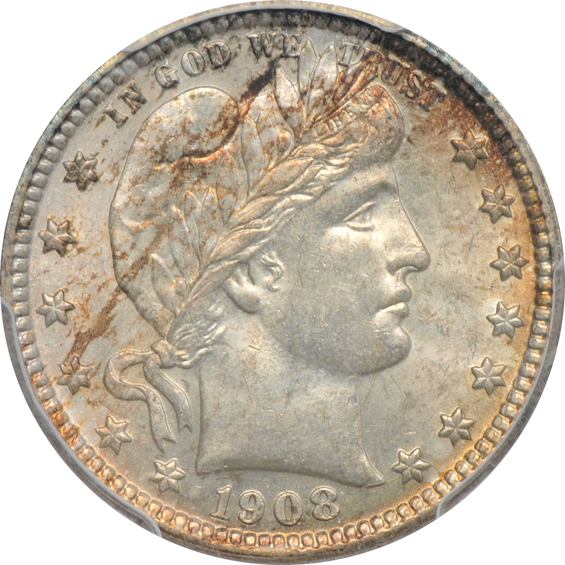 1908-D PCGS MS-63, plus a 1907-O Barber dime PCGS MS-63