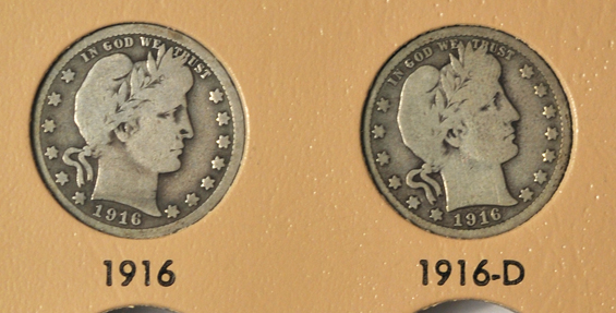 Nearly complete collection of Barber quarters in a Dansco 7130 album