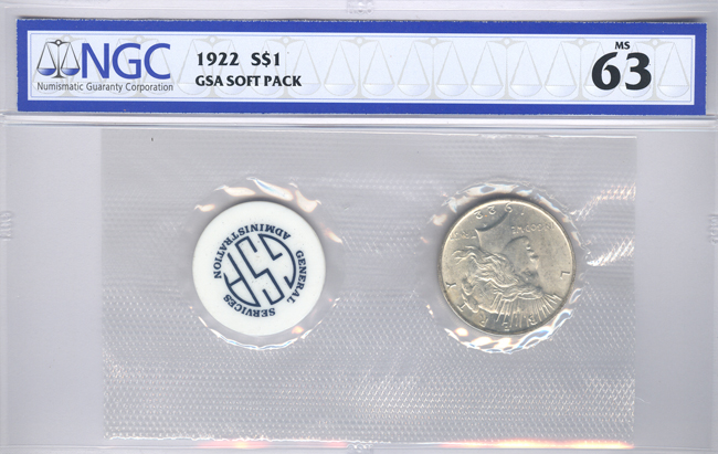 Twelve GSA Soft Pack silver dollars, all but one NGC certified
