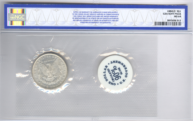 Four 1884-O GSA Soft Pack, two MS-63 and two MS-64, all NGC certified