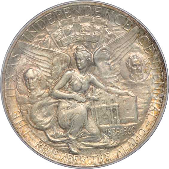 Four silver commemorative half-dollars certified MS-65