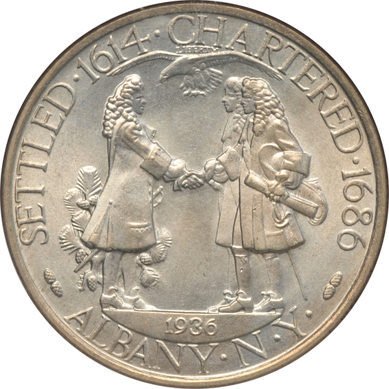 Four silver commemorative half-dollars certified MS-65