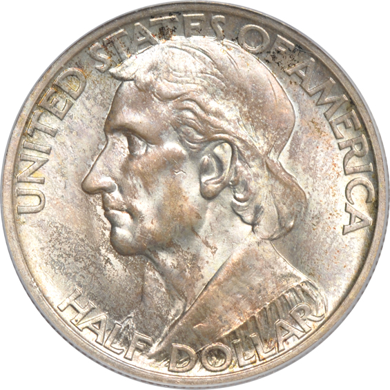 Two 1937 Boone MS-65 (one green label), and a 1938 Boone MS-64, all PCGS