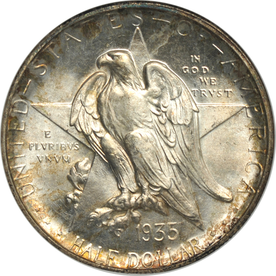 Four Texas silver commemorative half-dollars, all certified