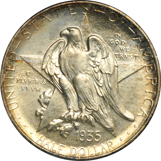 Four Texas silver commemorative half-dollars, all certified
