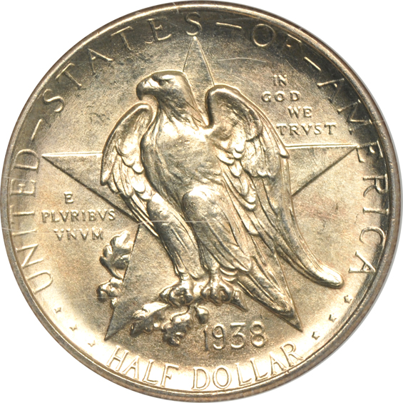 Four Texas silver commemorative half-dollars, all certified
