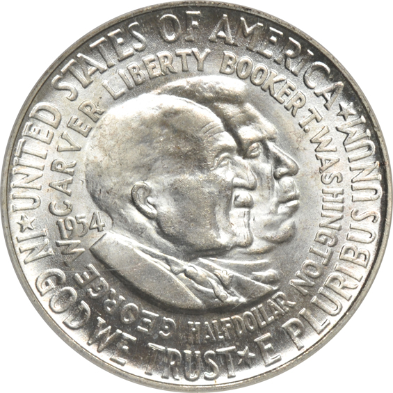 Six Booker T. Washington and two Washington Carver silver commemorative half-dollars, all certified