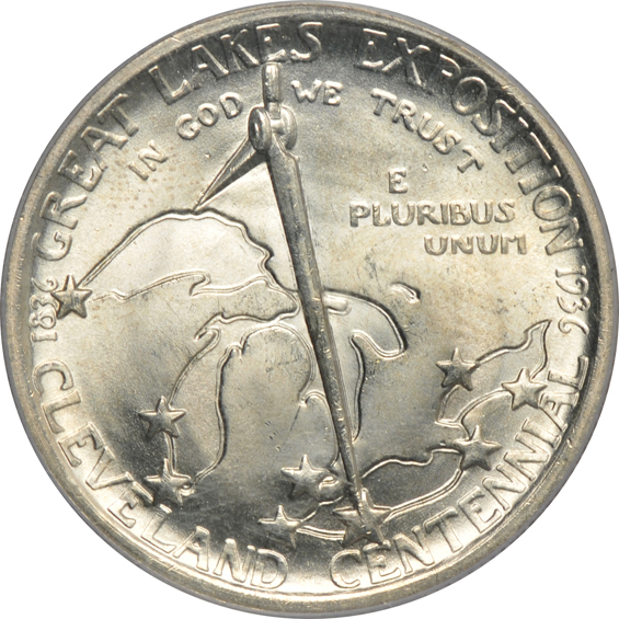 Seven silver commemorative half-dollars certified MS-64