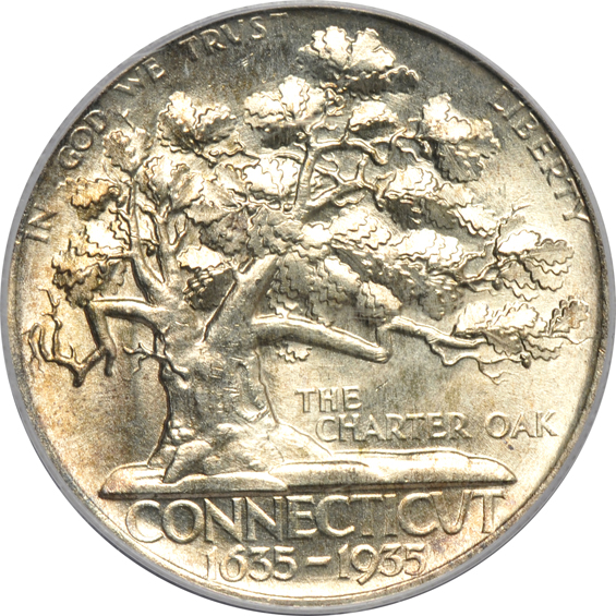 Seven silver commemorative half-dollars certified MS-64