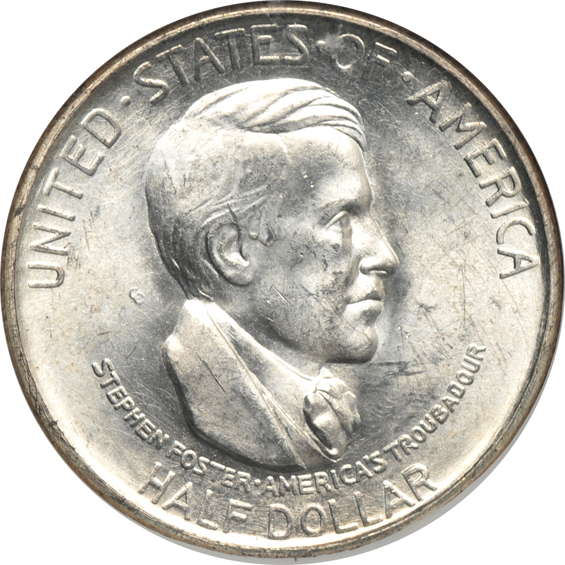 Seven silver commemorative half-dollars certified MS-64