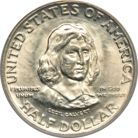 Seven silver commemorative half-dollars certified MS-64