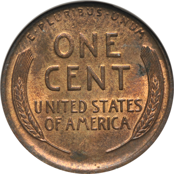 Five certified Lincoln cents