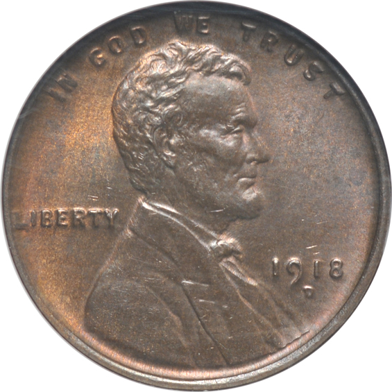 Five certified Lincoln cents