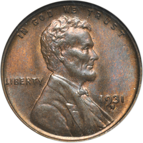 Five certified Lincoln cents