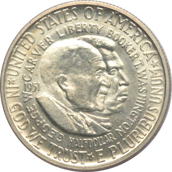 Five silver commemorative half-dollars in PCGS rattler holders