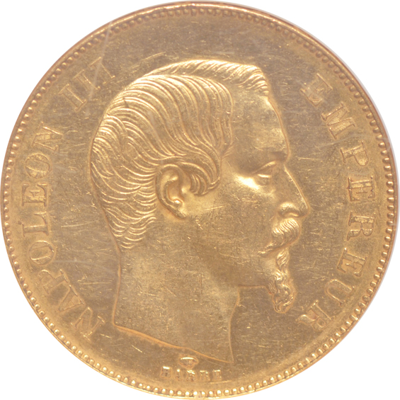 France - 1857-A 50 franc KM-785.1 - NGC MS-61