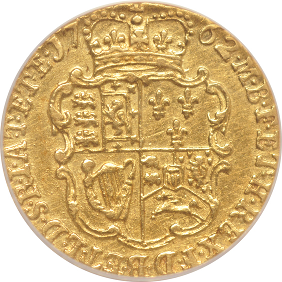 Great Britain - 1762 George III 1/4 guinea KM-592 - ANACS XF-45 details/cleaned