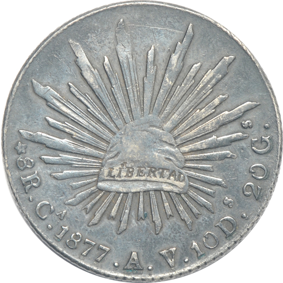 Mexico -1877-CaAv 8 reales, and an 1877-CaEA 8 reales