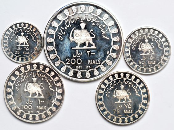 Iran - Two 1971 Empire of Iran silver proof sets