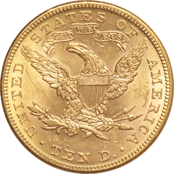 1882 and 1901 Liberty eagles, plus a 1910 Indian eagle, as described