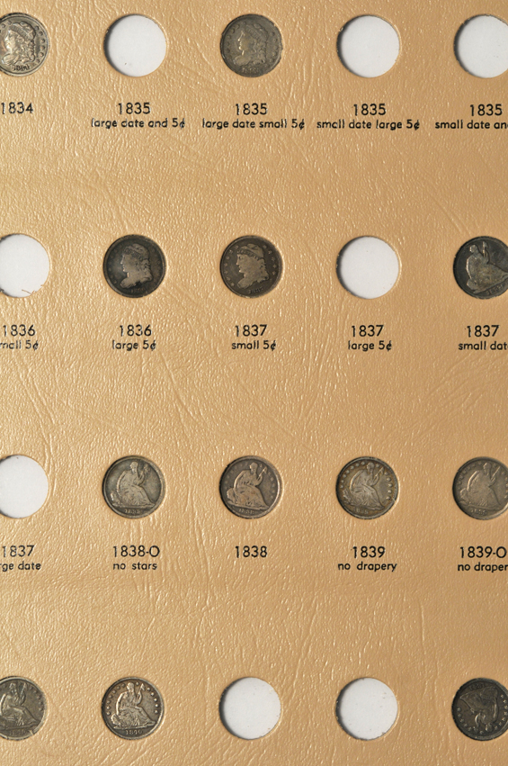 Collection of Capped Bust and Liberty Seated dimes in a Dansco 6120 album