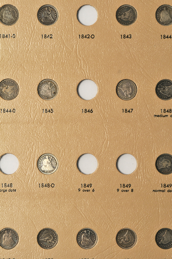 Collection of Capped Bust and Liberty Seated dimes in a Dansco 6120 album