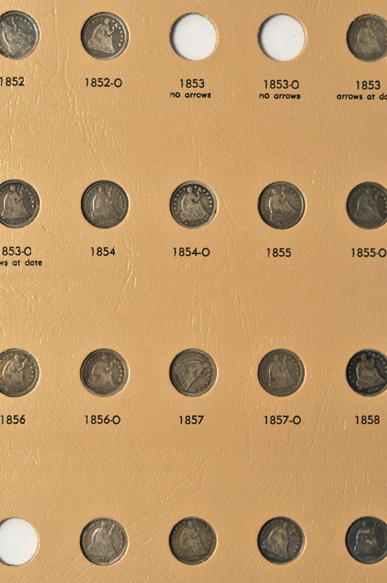 Collection of Capped Bust and Liberty Seated dimes in a Dansco 6120 album