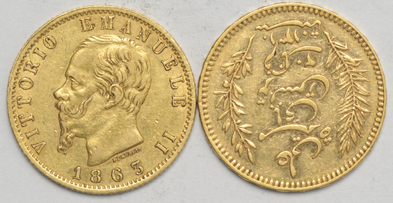 Multiple - Eleven gold coins consisting of $100 Cayman Islands, 20 lira, six 20 francs, and three 20 kroners, approximately 2.64ozs agw