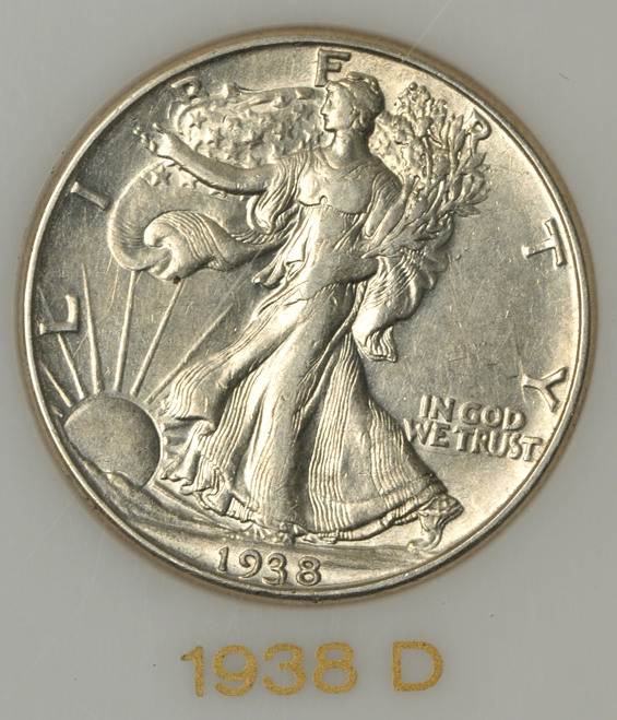 Collection of Walking Liberty half-dollars, 1936 through 1947-D, in a Capital Plastics holder