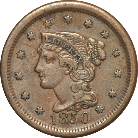 Collection of fifty-five Liberty Head large cents