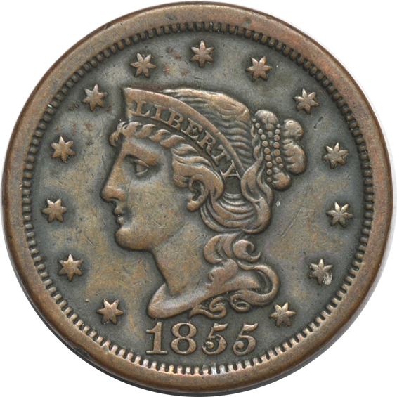 Collection of fifty-five Liberty Head large cents