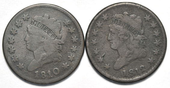 Seven Classic Head large cents