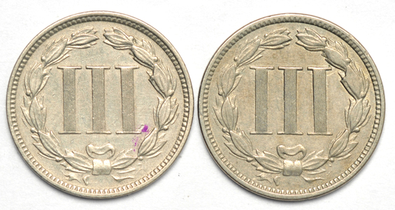 Eight three-cent nickels
