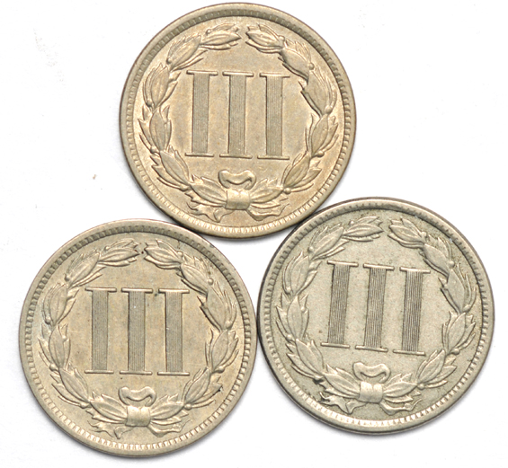 Eight three-cent nickels