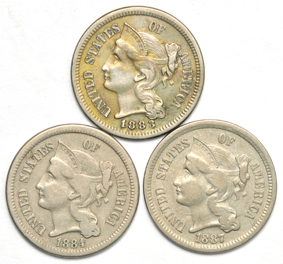 Eight three-cent nickels