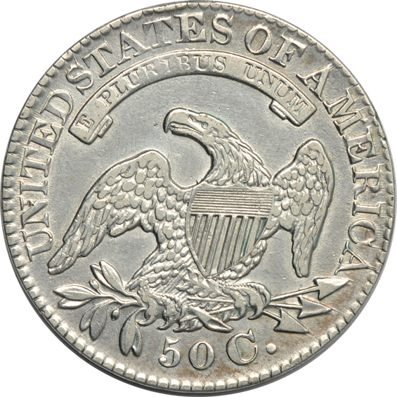 1828 and 1837 Bust half-dollars, plus a 1915-D Barber half-dollar, all with XF details