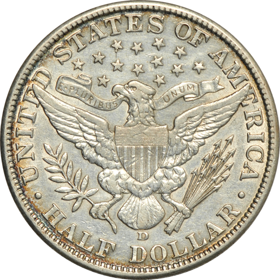 1828 and 1837 Bust half-dollars, plus a 1915-D Barber half-dollar, all with XF details