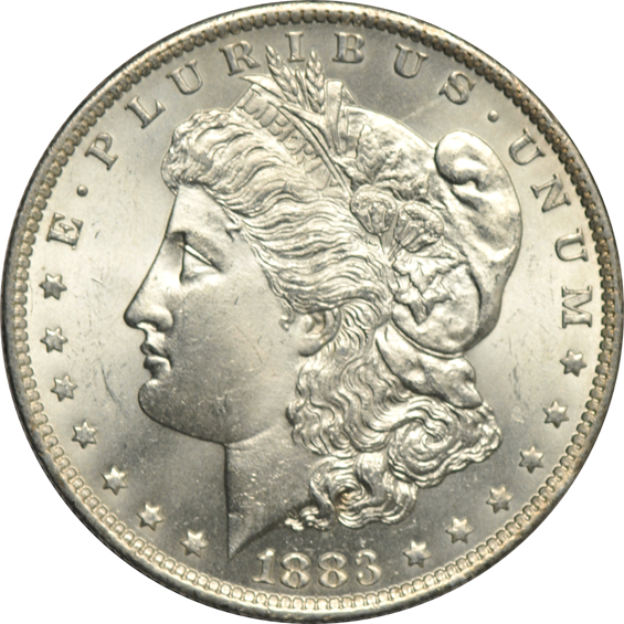Four BU Morgan silver dollars - 1881-S, 1882-O, 1883-O and 1921