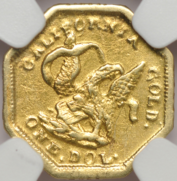 (1883) Undated Octagonal $1 BG-501 NGC AU details/scratched
